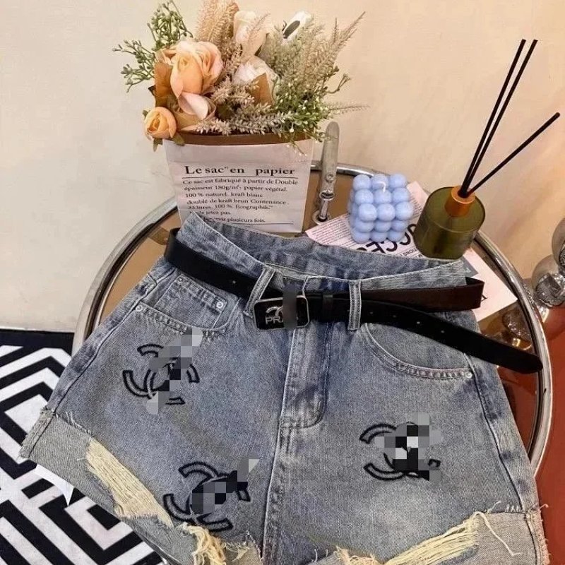 Kakobuy spreadsheet pants - Washed Blue Embroidered Distressed Denim Shorts product image