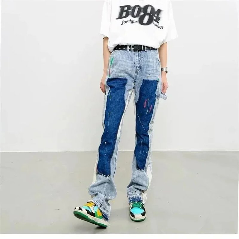 Kakobuy spreadsheet pants - Washed Distressed Patchwork Jeans product image