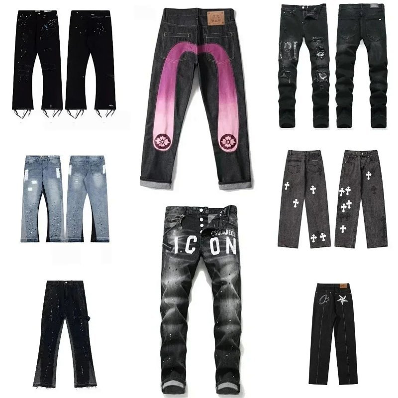 Kakobuy spreadsheet pants - Washed Distressed Patchwork Paint Splatter Jeans product image