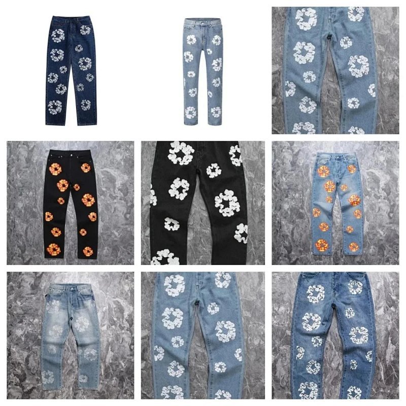 Kakobuy spreadsheet pants - Wreath Print Denim Jeans product image
