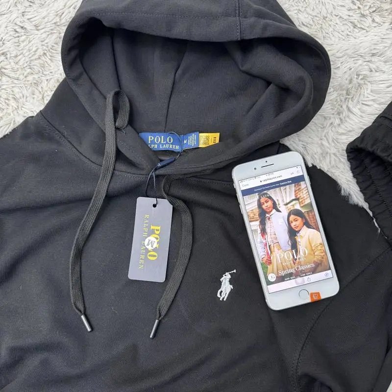 Kakobuy spreadsheet Polo Ralph Lauren hoodies - Polo Ralph Lauren Black and White Embroidered Pony Zip-Up Hoodie product image