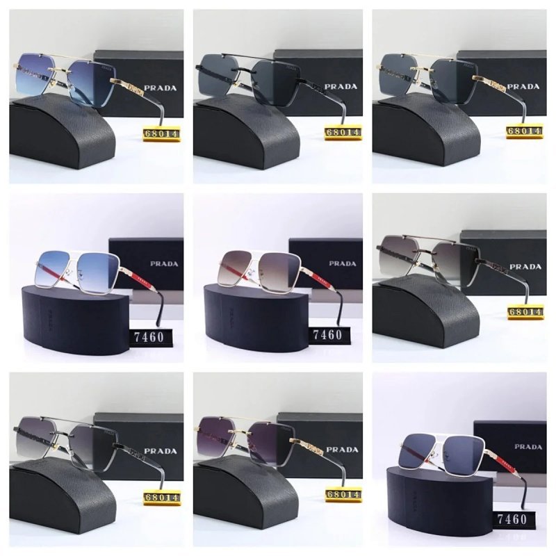 Kakobuy spreadsheet Prada accessories - Prada 3849 Rimless Square Sunglasses with Red Temple Stripe product image