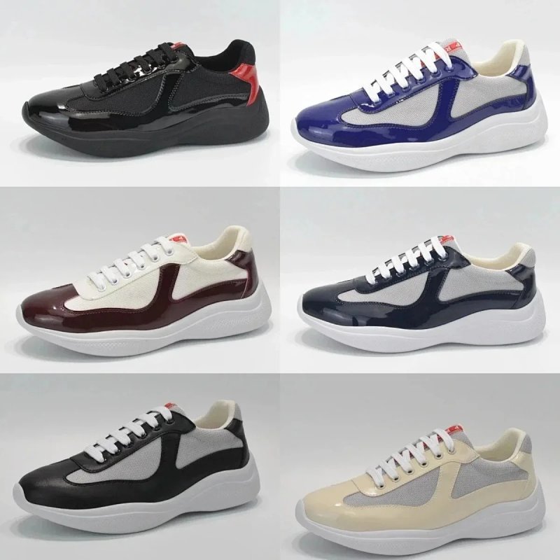 Kakobuy spreadsheet Prada shoes - Prada Patent Leather and Mesh Panel Casual Sneakers product image