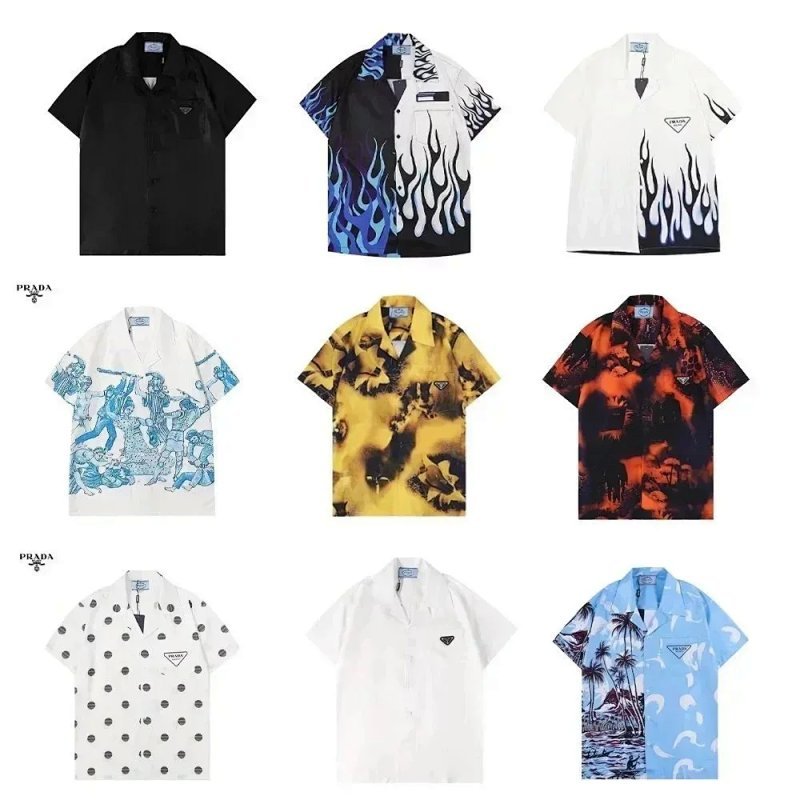 Kakobuy spreadsheet Prada t-shirts - Prada Graphic Print Short-Sleeve Bowling Shirt product image