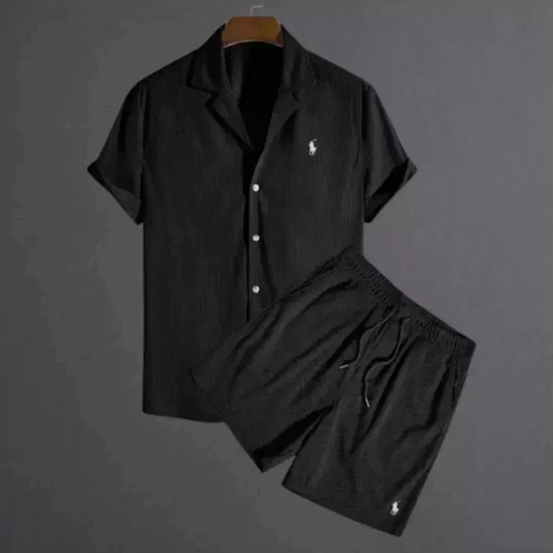 Kakobuy spreadsheet Ralph Lauren hoodies - Ralph Lauren Textured Ribbed Matching Shirt and Shorts Set product image