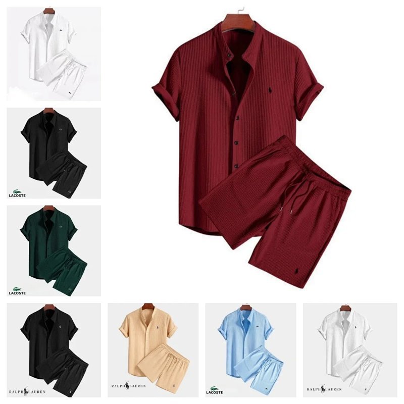 Kakobuy spreadsheet Ralph Lauren pants - Ralph Lauren Casual Textured Short Sleeve Shirt and Shorts Set product image