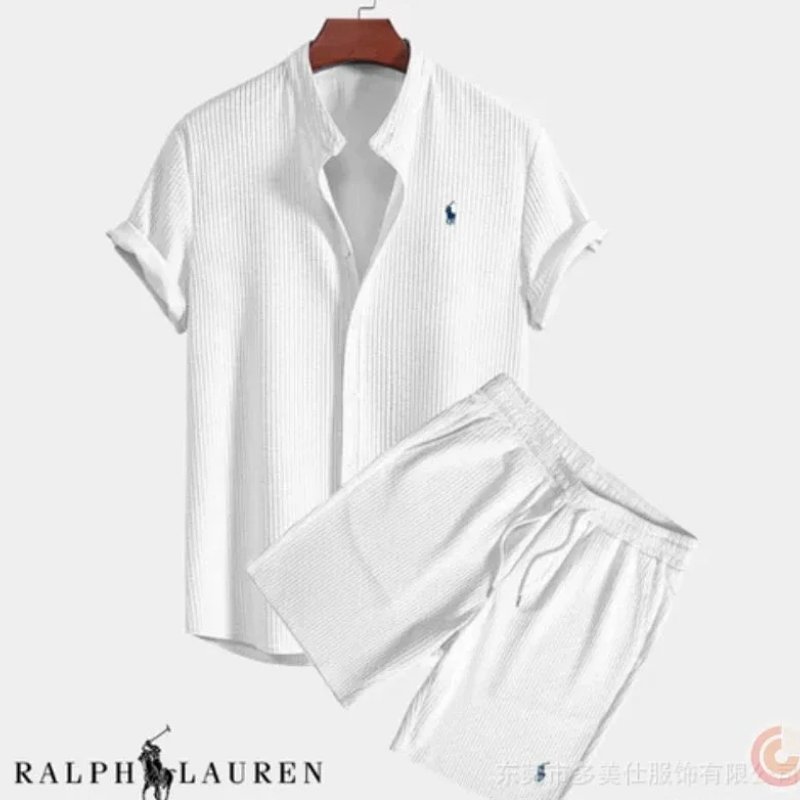 Kakobuy spreadsheet Ralph Lauren pants - Ralph Lauren Vertical Stripe Textured Short-Sleeve Shirt and Shorts Set product image
