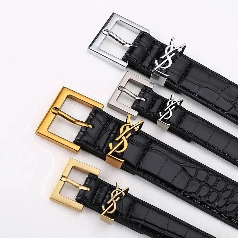 Kakobuy spreadsheet Saint Laurent accessories - Saint Laurent Black Croc-Embossed Leather Belt product image