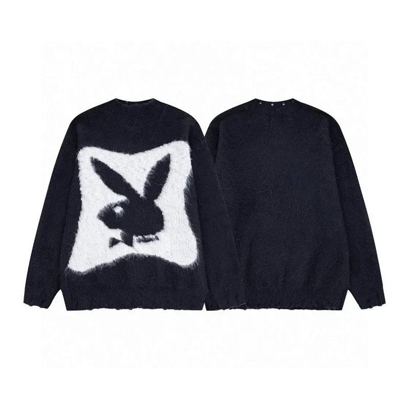 Kakobuy spreadsheet Saint Laurent hoodies - Saint Laurent Black and White Graphic Fuzzy Knit Sweater product image