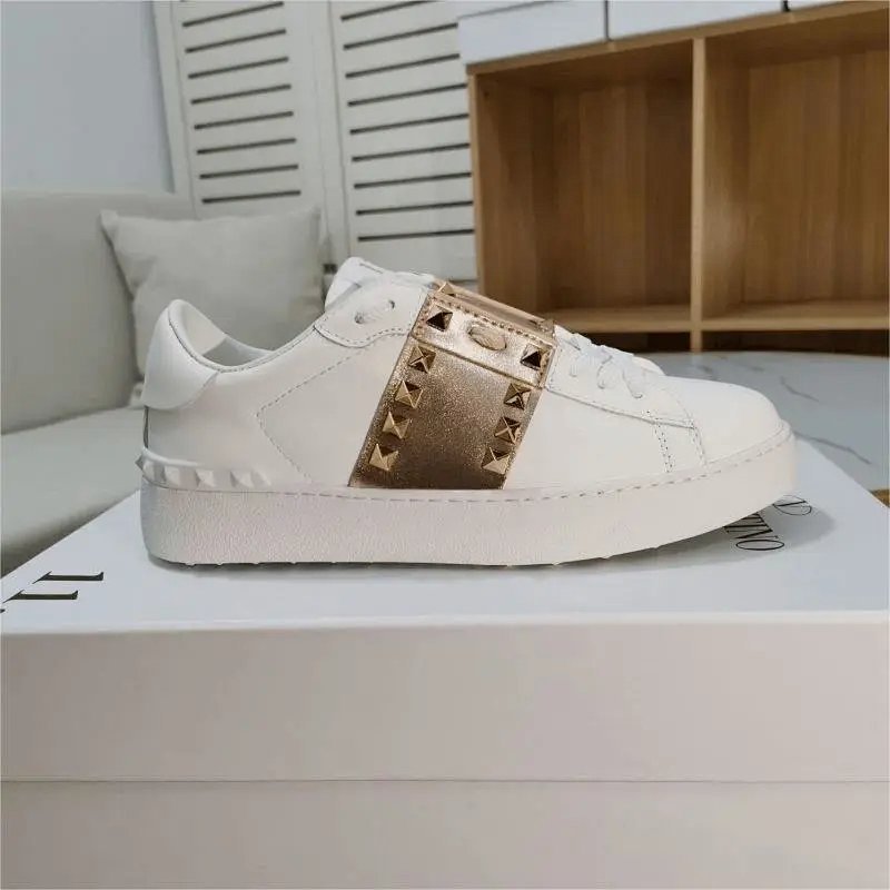 Kakobuy spreadsheet shoes - Open White and Gold Studded Sneakers product image
