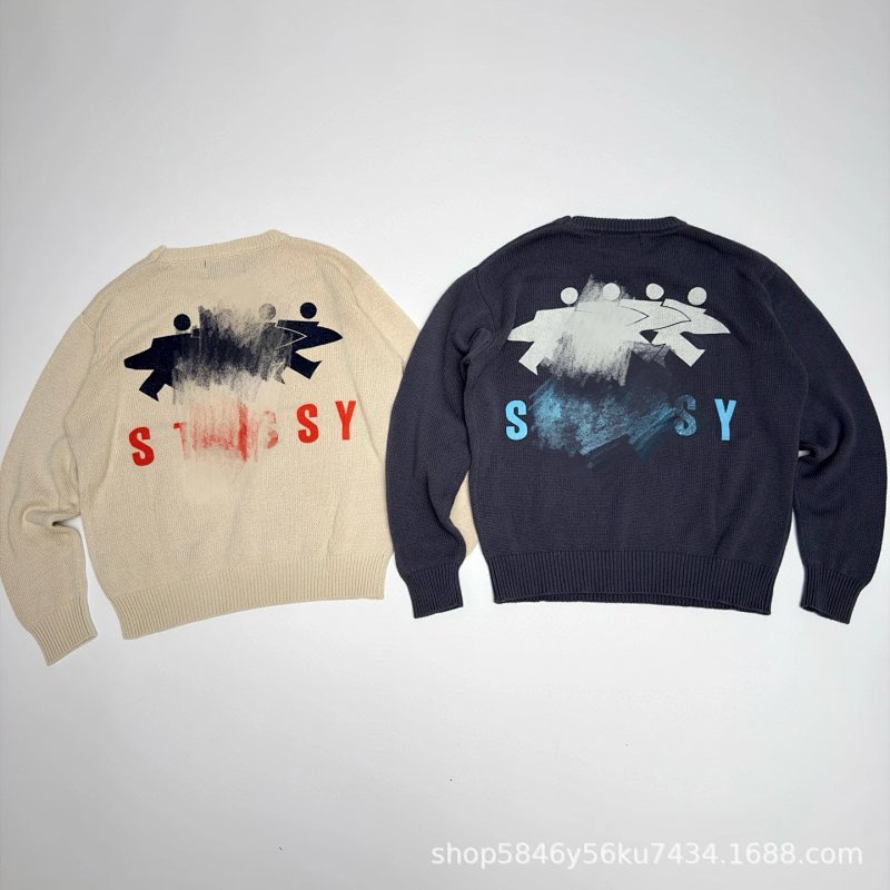 Kakobuy spreadsheet Stussy accessories - Stussy Graphic Print Jacquard Crewneck Knit Sweater product image