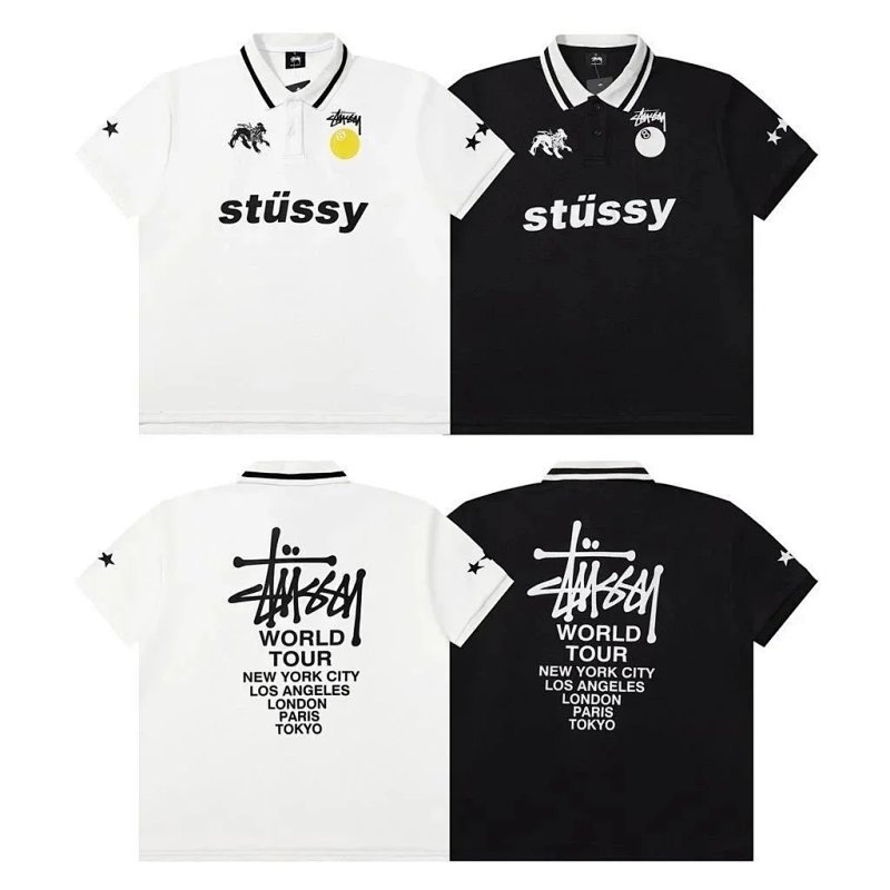 Kakobuy spreadsheet Stussy t-shirts - Stussy World Tour Graphic Print Polo Shirt product image