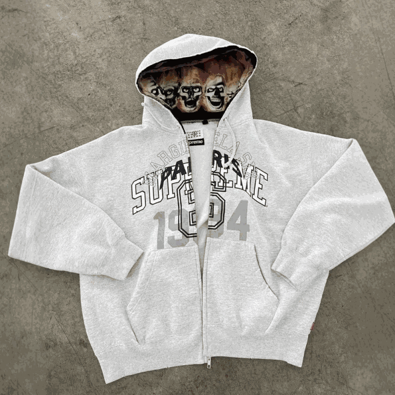Kakobuy spreadsheet Supreme x MM6 Maison Margiela hoodies - Supreme x MM6 Maison Margiela Graphic Print Skull Lining Zip-Up Hoodie product image