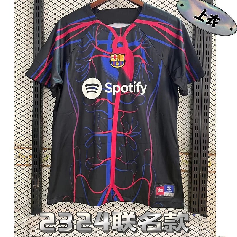 Kakobuy spreadsheet jerseys - FC Barcelona x Patta Collaboration Black with Red and Blue Heart Circulatory Graphic Jersey product image