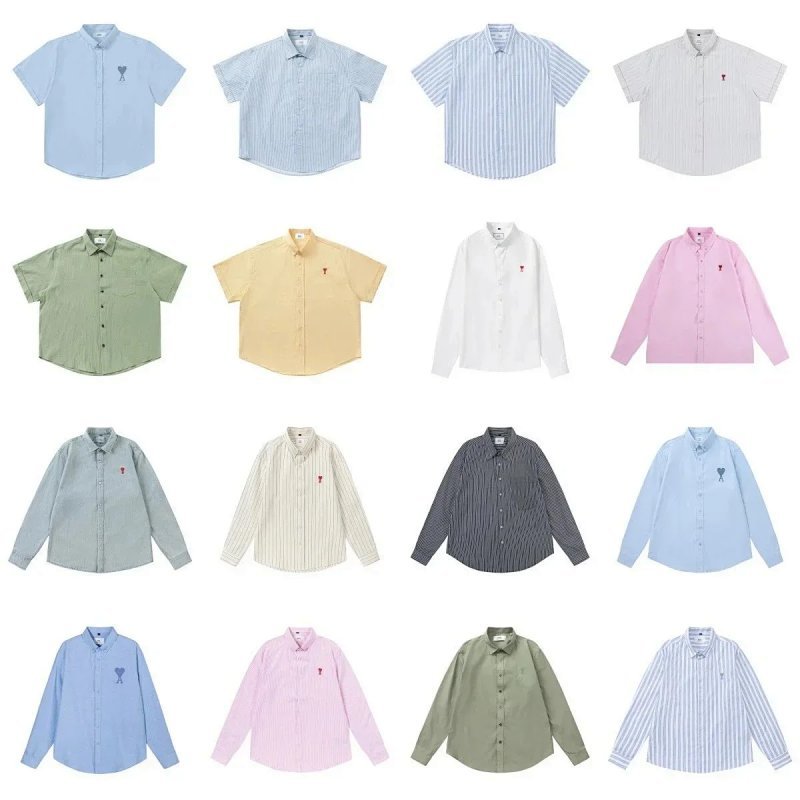 Kakobuy spreadsheet t-shirts - Heart Embroidered Solid and Striped Button-Down Shirt product image