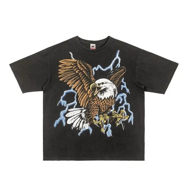 Kakobuy spreadsheet t-shirts - USA Thunder Eagle Faded Black Graphic T-Shirt product image