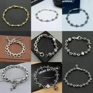 Kakobuy spreadsheet Chrome Hearts jewelry - Chrome Hearts Retro Gothic Cross and Floral Link Bracelet product image
